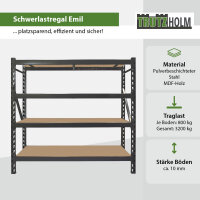 2x Schwerlastregal Emil 180x190x60 cm 3200 kg aus Stahl Stecksystem 4 Fachböden Pickregal Lagerregal