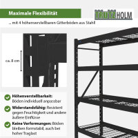 2x Schwerlastregal Enno 180x190x60 cm 3200 kg Stahl Stecksystem 4 Gitterböden Lagerregal Pickregal