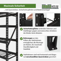 2x Schwerlastregal Enno 180x190x60 cm 3200 kg Stahl Stecksystem 4 Gitterböden Lagerregal Pickregal