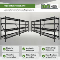 4x Schwerlastregal Enno 180x190x60 cm 3200 kg Stahl Stecksystem 4 Gitterböden Lagerregal Pickregal