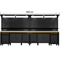 Werkstattwand Werkstatteinrichtung 500 cm LED Werkstattschranksystem mit Werkstattwagen