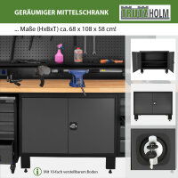 Werkstattwand Werkstatteinrichtung 500 cm LED Werkstattschranksystem mit Werkstattwagen