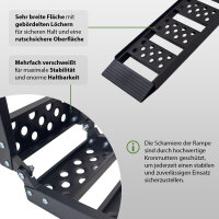 TRUTZHOLM 2x Auffahrrampe Alu 2-fach klappbar 199 cm Traglast 680 kg Verladerampe gelocht schwarz