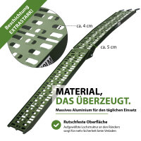 TRUTZHOLM 2x Auffahrrampen klappbar 228 cm Traglast 680 kg Alu oliv gelocht Rampen Motorradrampen