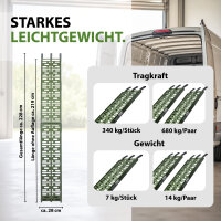 TRUTZHOLM 2x Auffahrrampen klappbar 228 cm Traglast 680 kg Alu oliv gelocht Rampen Motorradrampen