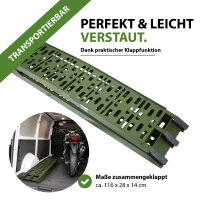 TRUTZHOLM 2x Auffahrrampen klappbar 228 cm Traglast 680 kg Alu oliv gelocht Rampen Motorradrampen