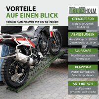 TRUTZHOLM 2x Auffahrrampen klappbar 228 cm Traglast 680 kg Alu oliv gelocht Rampen Motorradrampen