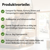 Sackkarre klappbar höhenverstellbar 60 kg Traglast Umzugshelfer Handkarre Klappkarre