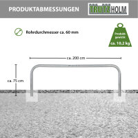 Absperrbügel 200 x 75 cm Stahl feuerverzinkt Ø 60 mm zum Einbetonieren Fahrradanlehnbügel