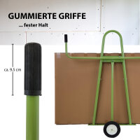 Plattenwagen Stahl Tragkraft 300 kg gummierte Auflage Vollgummiräder Plattentransportwagen in Grün