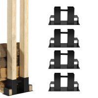 Holzstapelhilfe 4er Set Halterung 34 x 10 cm lackierter Stahl schwarz Holzstapelhalter