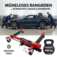 Rangierhilfe PKW hydraulisch Tragkraft 680 kg für Reifenbreite bis 30 cm Wagenheber mit PVC-Auflagen