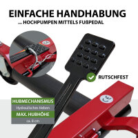 Rangierhilfe PKW hydraulisch Tragkraft 680 kg für Reifenbreite bis 30 cm Wagenheber mit PVC-Auflagen