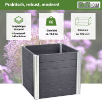Übertopf 57x 57x 56,5 cm 135 Liter Holzoptik langlebig Pflanzkasten Pflanzkübel Alu Profile zeitlos