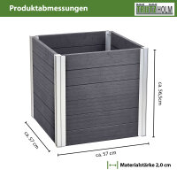 Übertopf 57x 57x 56,5 cm 135 Liter Holzoptik langlebig Pflanzkasten Pflanzkübel Alu Profile zeitlos