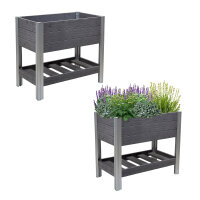 Hochbeet mit Ablage 79x46x74 cm 65 Liter Holzoptik robust...