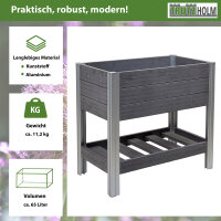 Hochbeet mit Ablage 79x46x74 cm 65 Liter Holzoptik robust witterungsbeständig Kräuterbeet Anthrazit
