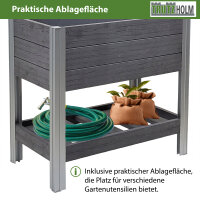 Hochbeet mit Ablage 79x46x74 cm 65 Liter Holzoptik robust witterungsbeständig Kräuterbeet Anthrazit