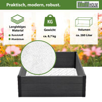 Hochbeet Beeteinfassung mit Wühlmausgitter 100x100x28,5 cm ca. 260 Liter Holzoptik robust stabil Komposter