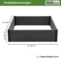 Hochbeet Beeteinfassung mit Wühlmausgitter 100x100x28,5 cm ca. 260 Liter Holzoptik robust stabil Komposter