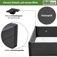 Hochbeet Beeteinfassung mit Wühlmausgitter 100x100x28,5 cm ca. 260 Liter Holzoptik robust stabil Komposter
