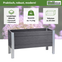 Hochbeet 98 x 40 x 59 cm 100 Liter Holzoptik robust witterungsbeständig grau