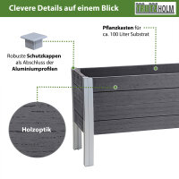 Hochbeet 98 x 40 x 59 cm 100 Liter Holzoptik robust witterungsbeständig grau