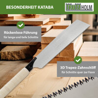 Japansäge Kataba Karbonstahl 265 mm Sägeblatt Stärke 0,6 mm 3D Zahnschliff flexible biegsame Zugsäge