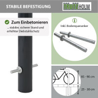 Fahrradanlehnbügel 115 x 52 cm Stahl feuerverzinkt pulverbeschichtet Ø 60 mm einbetonieren Anthrazit Typ O