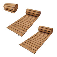 2x Holzpfad ausrollbar 250x43x2 cm rustikales Tannenholz Anti-Rutsch Oberfläche wetterfester Holzweg
