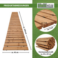 2x Holzpfad ausrollbar 250x43x2 cm rustikales Tannenholz Anti-Rutsch Oberfläche wetterfester Holzweg