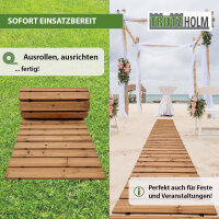 2x Holzpfad ausrollbar 250x43x2 cm rustikales Tannenholz Anti-Rutsch Oberfläche wetterfester Holzweg