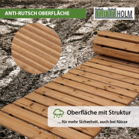 2x Holzpfad ausrollbar 250x43x2 cm rustikales Tannenholz Anti-Rutsch Oberfläche wetterfester Holzweg