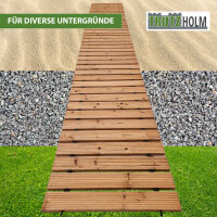 2x Holzpfad ausrollbar 250x43x2 cm rustikales Tannenholz Anti-Rutsch Oberfläche wetterfester Holzweg