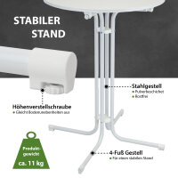 2x Stehtisch klappbar Ø 80 cm Höhe 110 cm Stahl Gastrotisch Partytisch Bistrotisch Tisch in Weiß