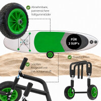SUP Board Wagen für 2 SUPs klappbares Alugestell mit Polsterung PU-Räder inkl. 2 Gurte
