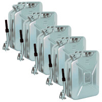 5x Metallkanister silber 20 Liter inkl. Ausgießer +...