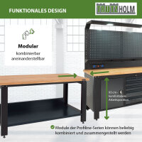 Werkbank Profiline XXL 170x69 cm 1000 kg Traglast freistehender Werkstatttisch mit Hartholzplatte