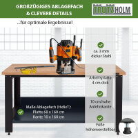 Werkbank Profiline XXL 170x69 cm 1000 kg Traglast freistehender Werkstatttisch mit Hartholzplatte