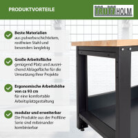 Werkbank Profiline XXL 170x69 cm 1000 kg Traglast freistehender Werkstatttisch mit Hartholzplatte