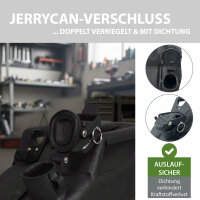 2x Benzinkanister Kraftstoffkanister Metall 20 Liter Hammerschlag Schwarz inkl. Ausgießer + Halter