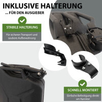 2x Benzinkanister Kraftstoffkanister Metall 20 Liter Hammerschlag Schwarz inkl. Ausgießer + Halter