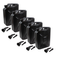 5x Benzinkanister 20 L mattschwarz mit Ausgießer...