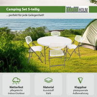 TRUTZHOLM Campingset rund Klapptisch rund Ø 120 cm mit 4 Klappstühlen Kunststoff / Stahl pulverbeschichtet Campingtisch Partytisch