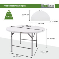 TRUTZHOLM Campingset rund Klapptisch rund Ø 120 cm mit 4 Klappstühlen Kunststoff / Stahl pulverbeschichtet Campingtisch Partytisch