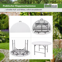TRUTZHOLM Campingset rund Klapptisch rund Ø 120 cm mit 4 Klappstühlen Kunststoff / Stahl pulverbeschichtet Campingtisch Partytisch