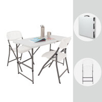 TRUTZHOLM Campingset eckig Klapptisch 120x60 cm mit 2...