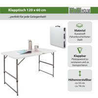 TRUTZHOLM Campingset eckig Klapptisch 120x60 cm mit 2 Klappstühlen Kunststoff / Stahl pulverbeschichtet Campingtisch Partytisch