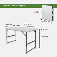 TRUTZHOLM Campingset eckig Klapptisch 120x60 cm mit 2 Klappstühlen Kunststoff / Stahl pulverbeschichtet Campingtisch Partytisch