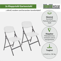 TRUTZHOLM Campingset eckig Klapptisch 120x60 cm mit 2 Klappstühlen Kunststoff / Stahl pulverbeschichtet Campingtisch Partytisch